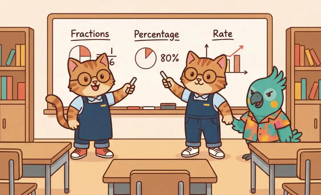 Chewy Cat and Parrot in the classroom